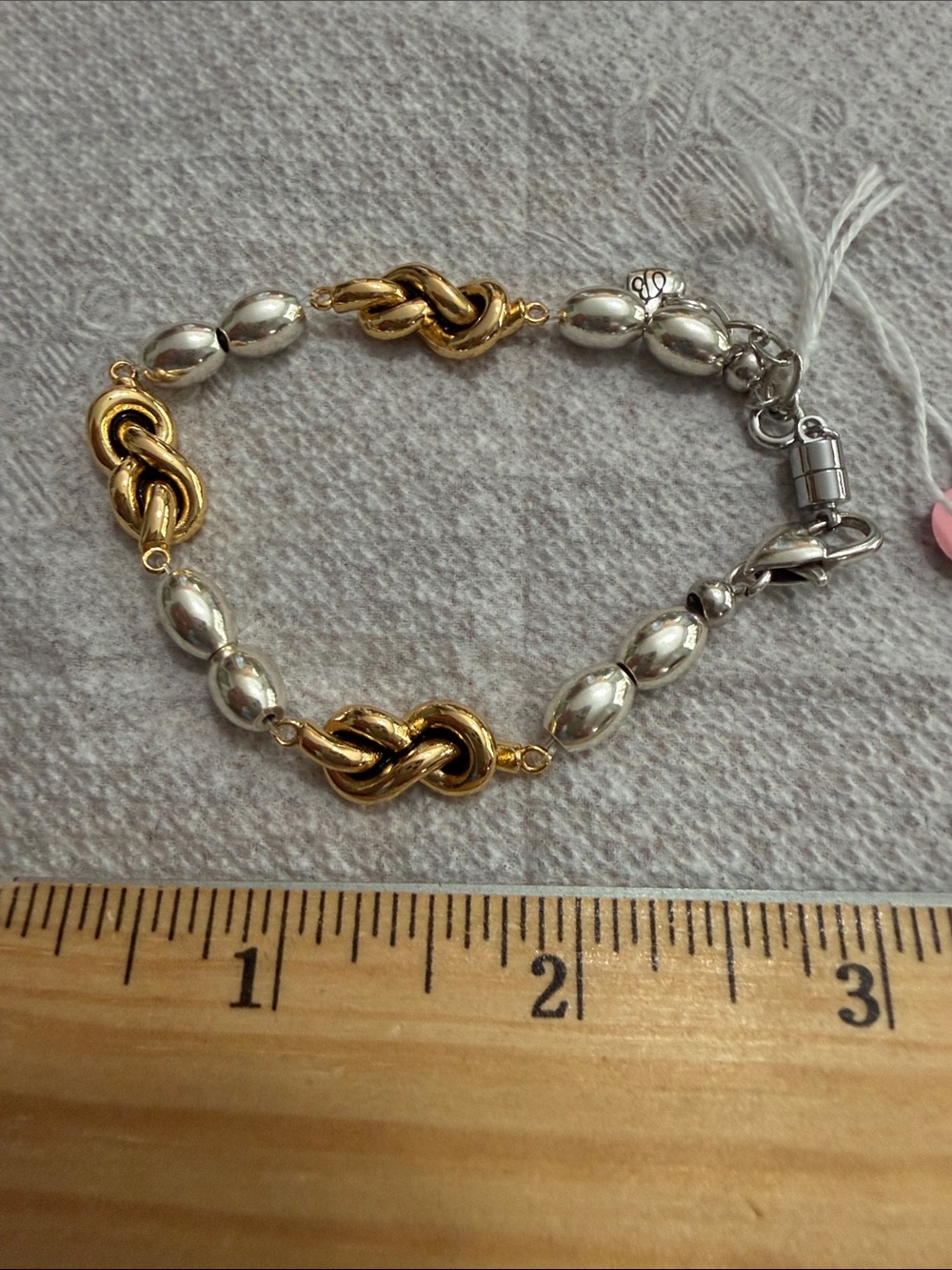 Two-Tone Faux Gold and Silver Knot Bracelet - Women Jewelry